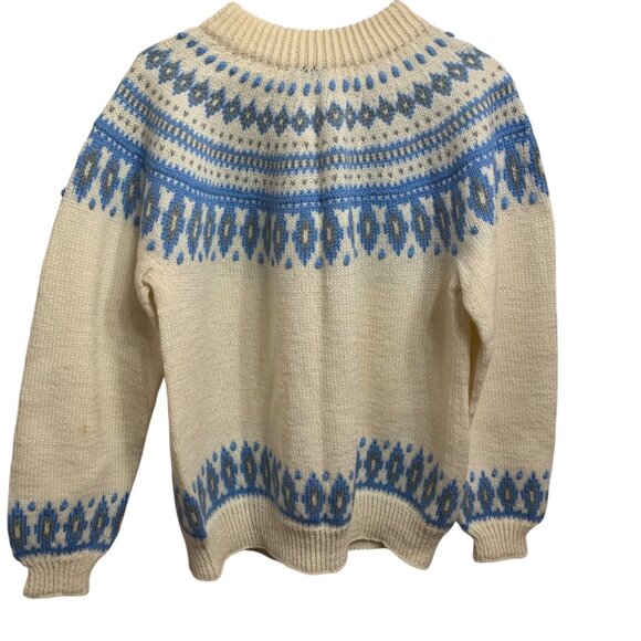 Dale of Norway Women’s Cardigan Pure New Wool Blue Ivory Fair Isle Sz L-XL - Picture 6 of 15